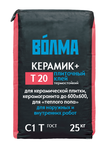 ВОЛМА-Керамик+ Плиточный клей цементный Т20 25 кг